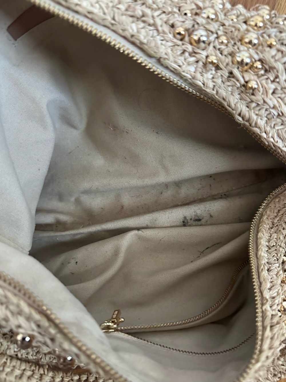 Cult Gaia Hera Raffia Shoulder Bag with Gold Beaded Embellishment - Picture 12 of 12